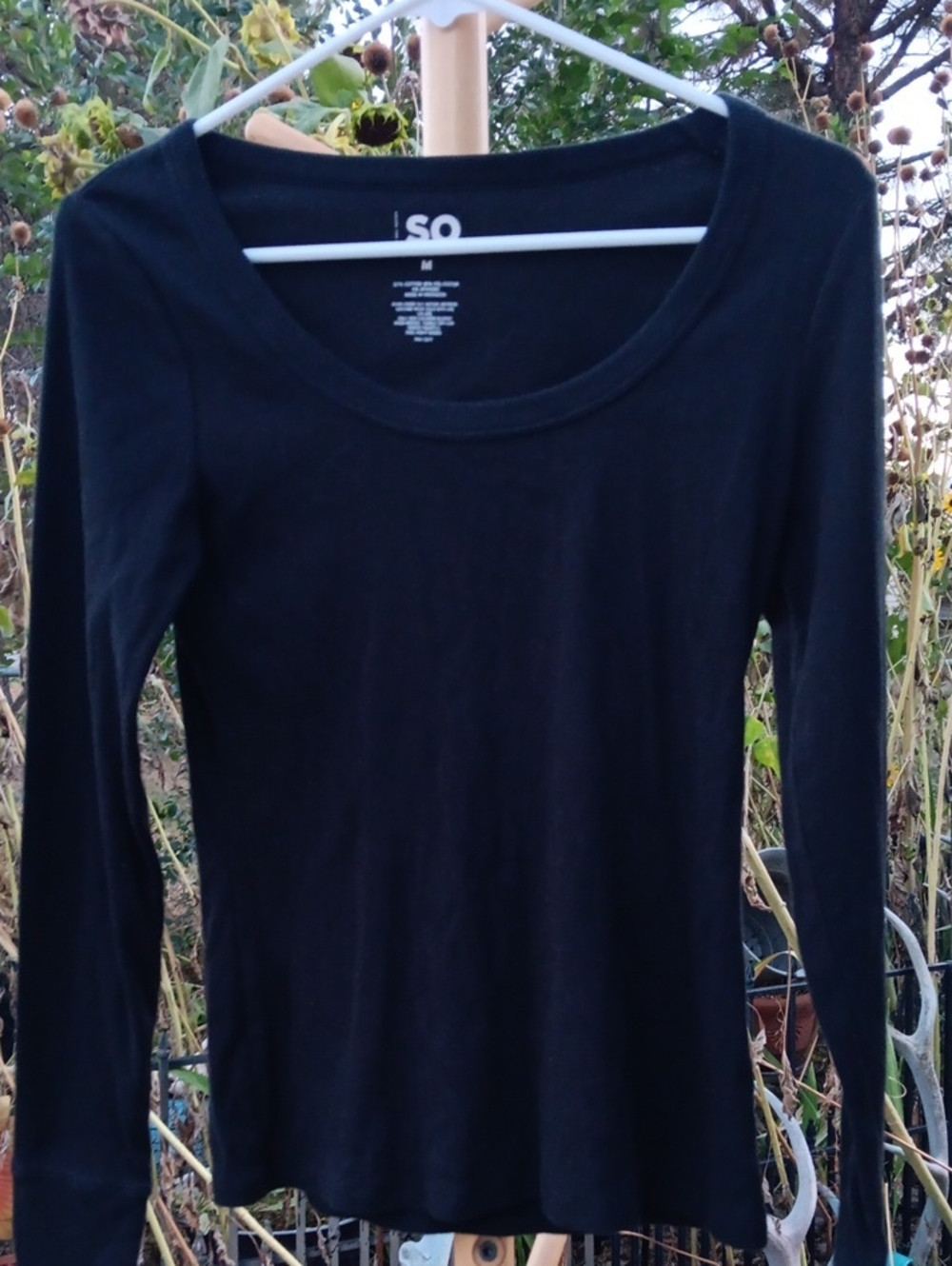 SO Black Scoop Neck Long Sleeve Tee